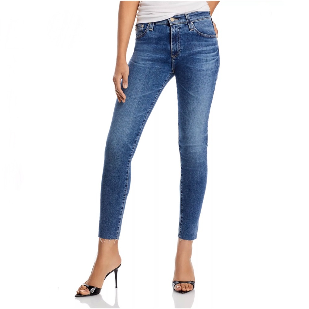 AG ‘Farrah’ High Rise Raw Hem Ankle Skinny Jeans